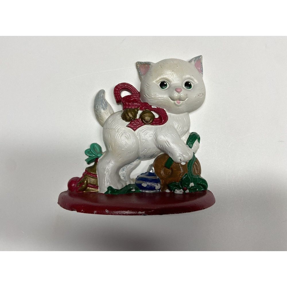 Cast Iron Cat‎ Doorstop, Vintage Cat Doorstop, White Cast Iron Cat, 7" Christmas